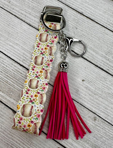 Floral Baseball Wristlet