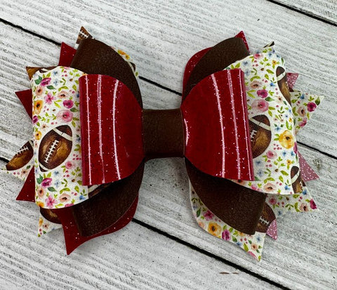 Floral Football Bow