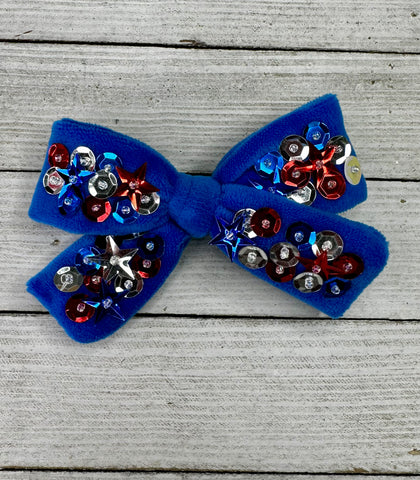 Blue sequin hand tied