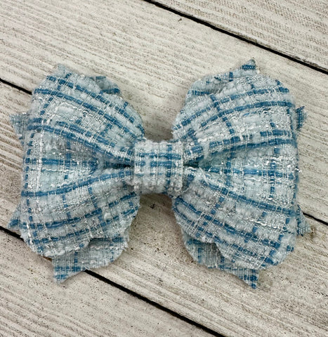 Blue Tweed Bow