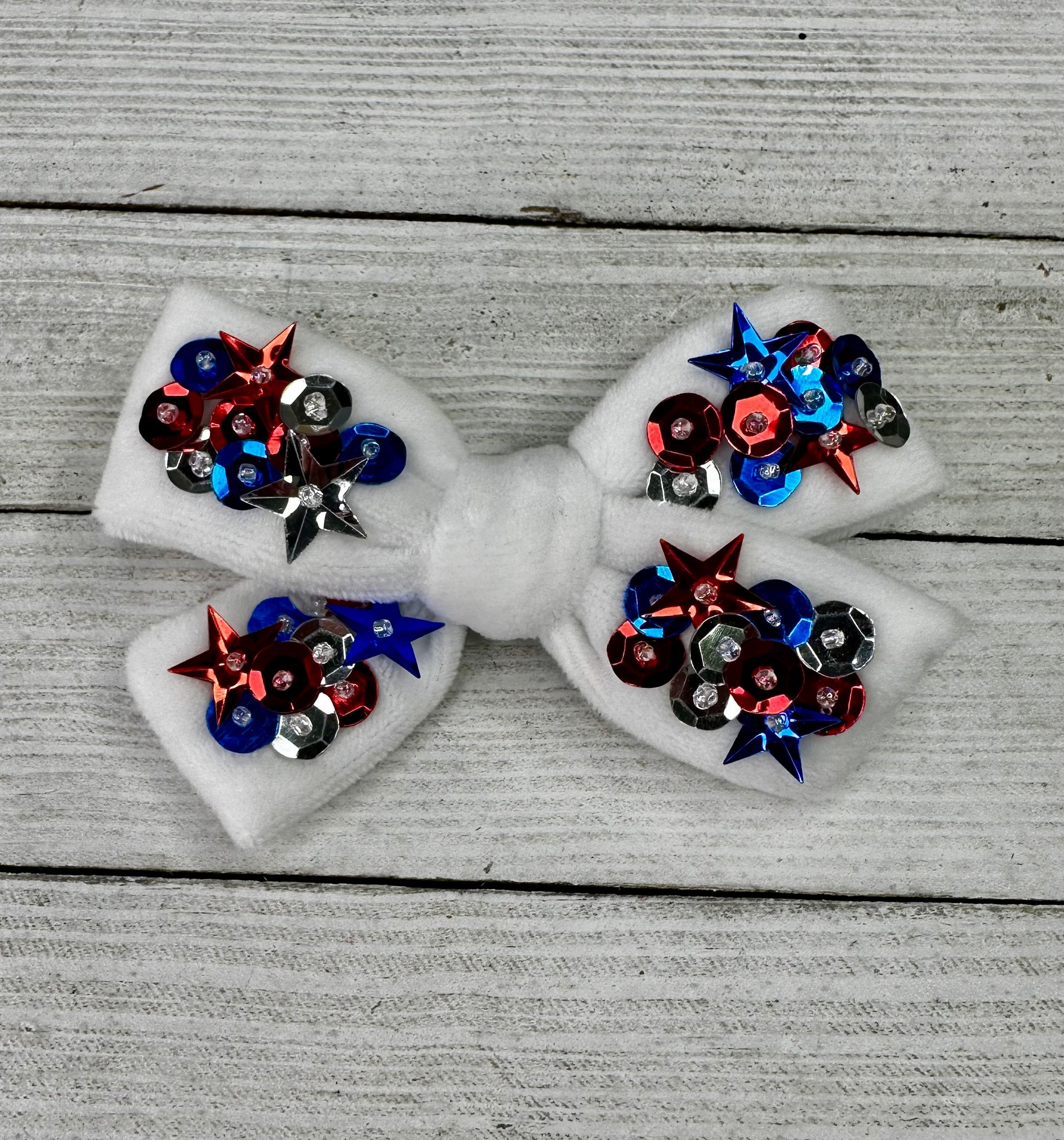 White sequin hand tied