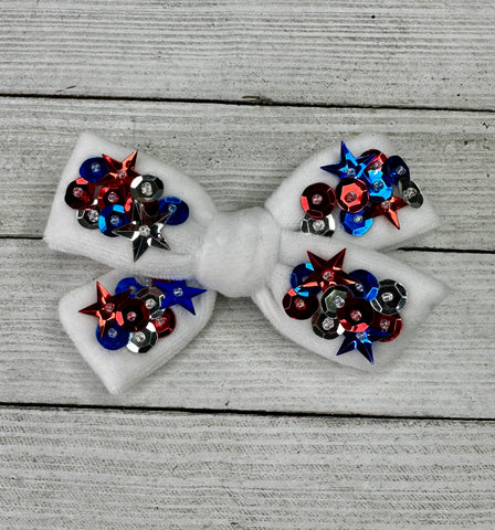 White sequin hand tied