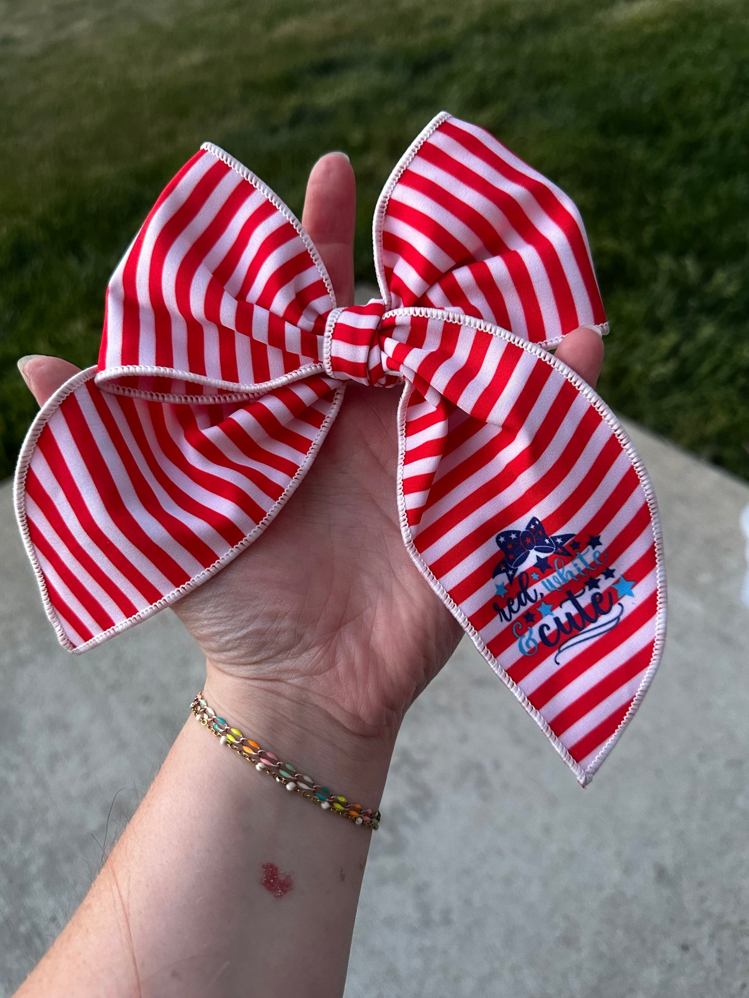 Red, white & cute large hand tied