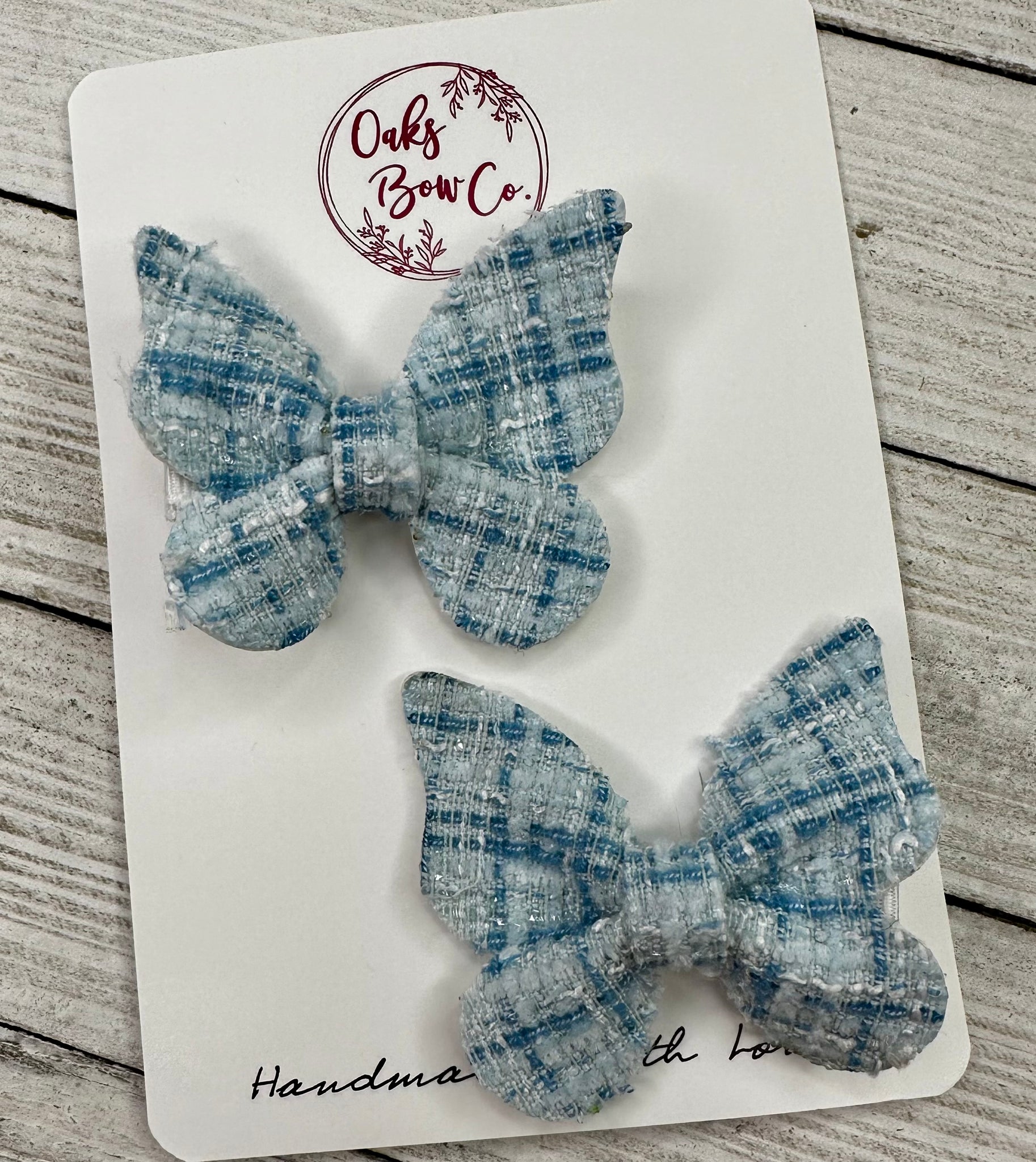 Blue Butterfly Tweed Piggy Set