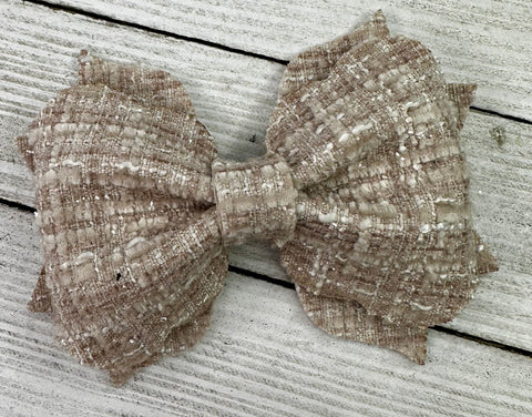 Brown Tweed Bow