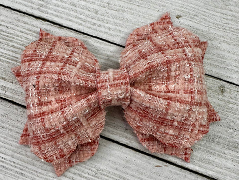 Pink Tweed Bow