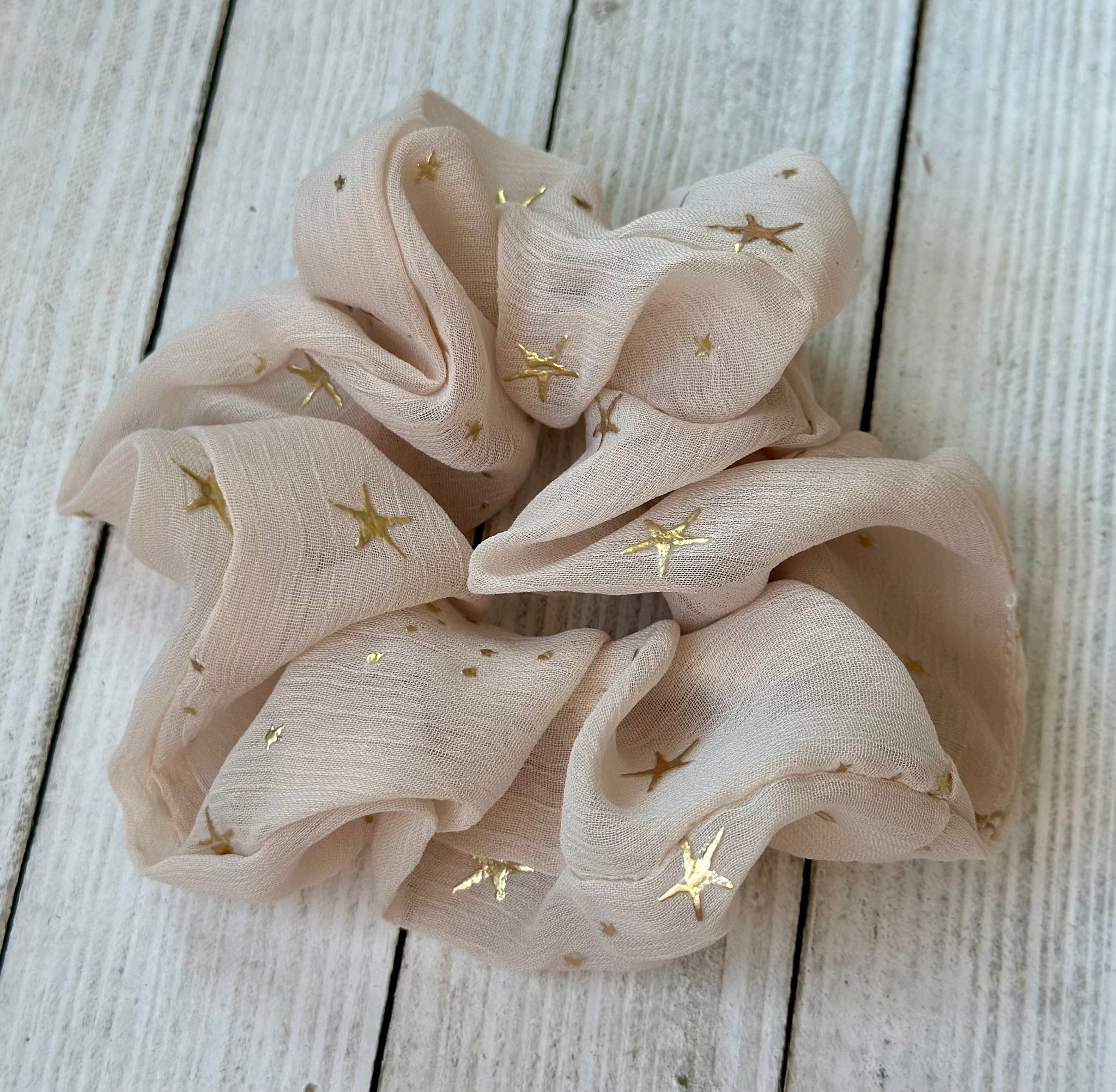 Tan Chiffon Scrunchie