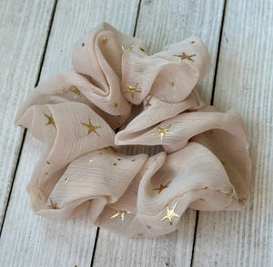 Tan Chiffon Scrunchie