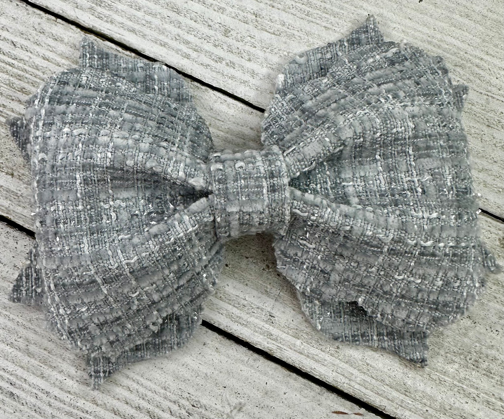 Gray Tweed Bow