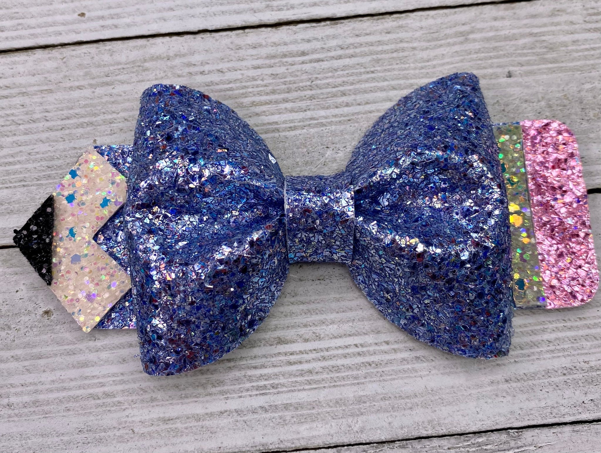 Dark Blue Glitter Pencil Bow