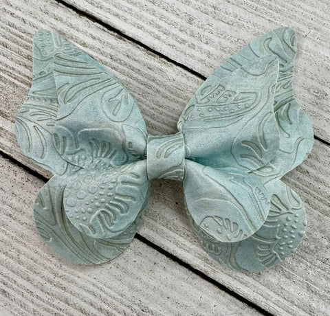 Light Blue Embossed Butterfly Bow