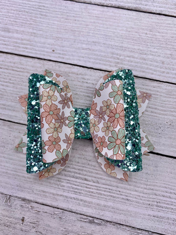 Aqua Glitter Floral