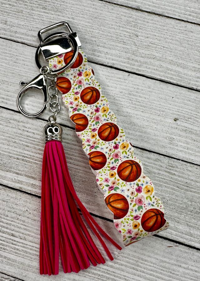 Floral Basketball Wristlet