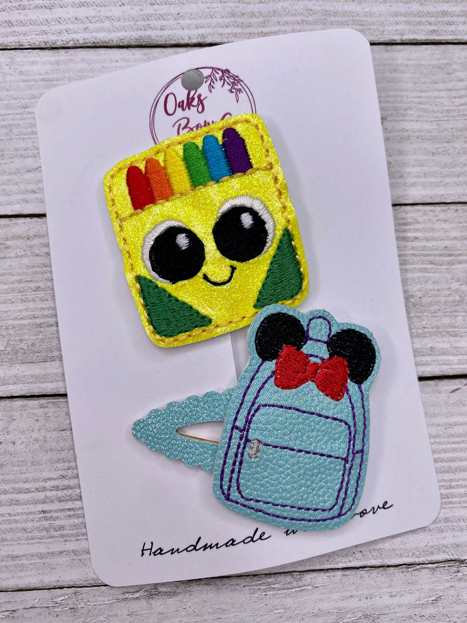 Crayon & Blue Backpack Clips