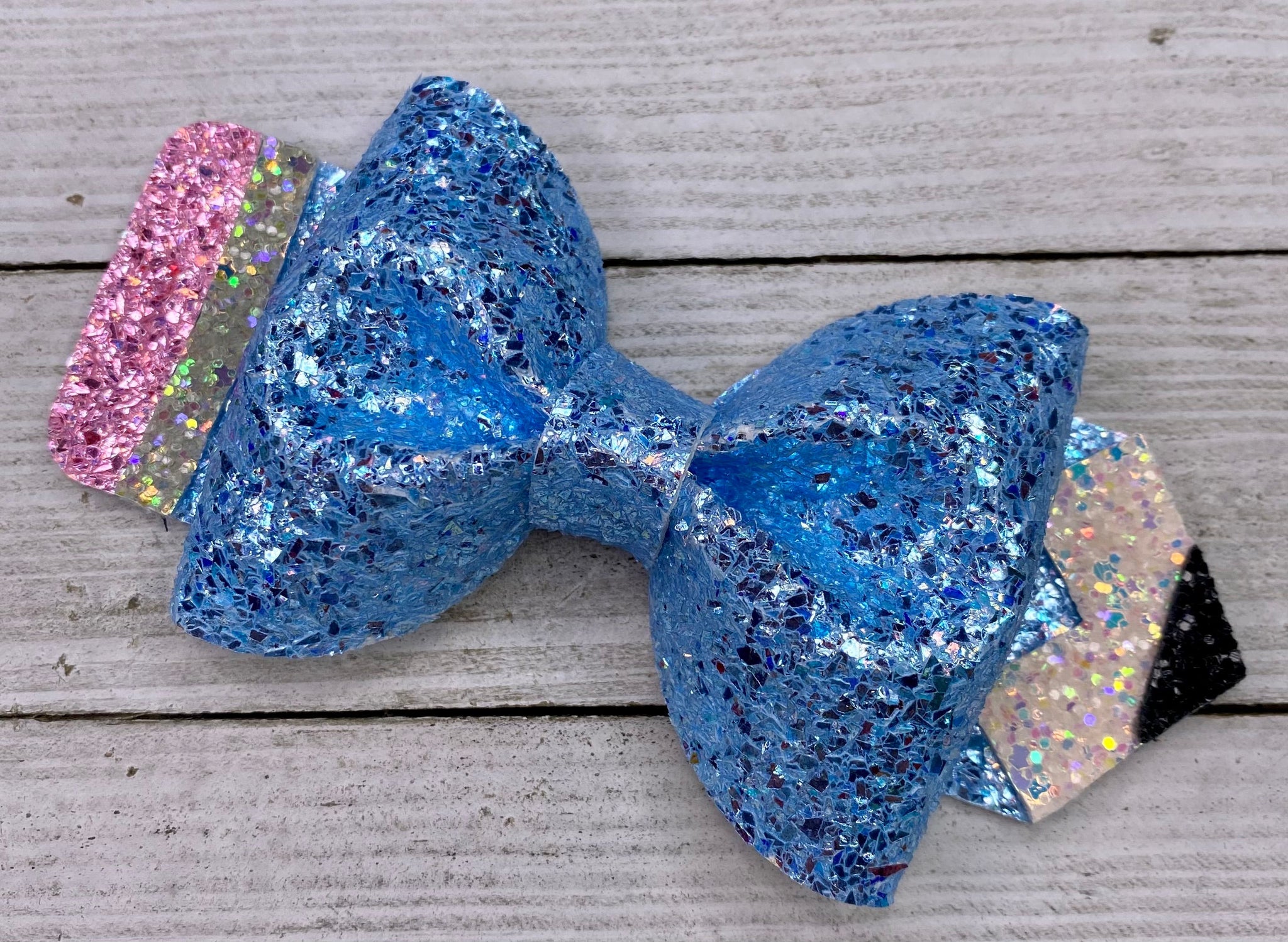 Blue Glitter Pencil Bow