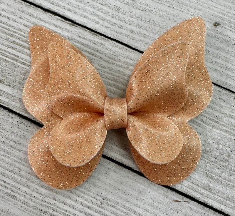 Peach Shimmer Butterfly Bow