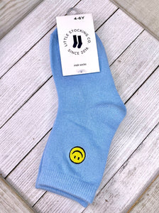 Blue Smiley Sock