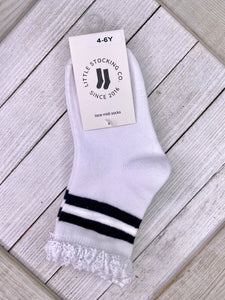 White/Black Stipe Sock  7/10Y only