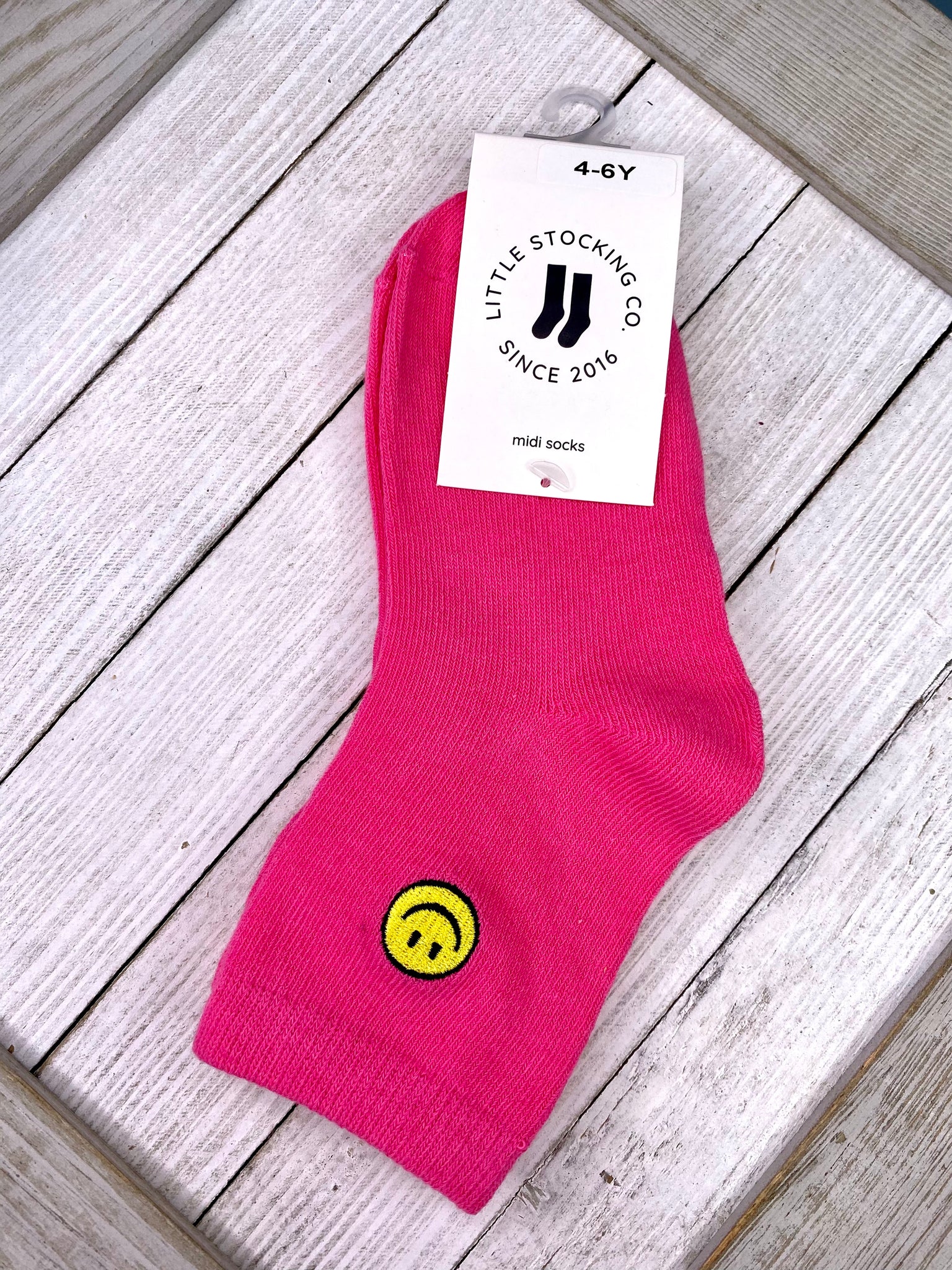 Hot Pink Smiley Sock  1.5/3Y only