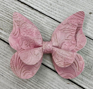 Light Pink Embossed Butterfly Bow