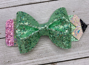 Light Green Glitter Pencil Bow