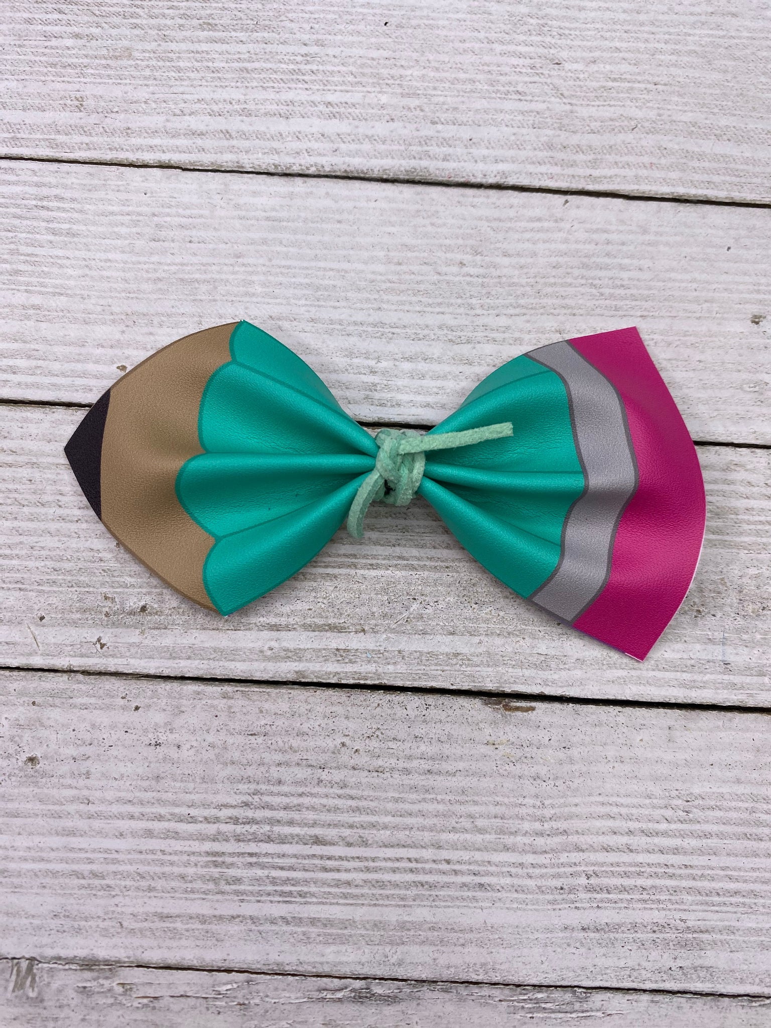 Teal Pinch Pencil Bow