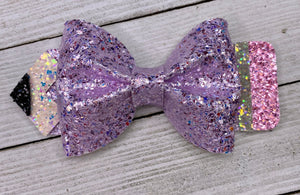 Purple Glitter Pencil Bow