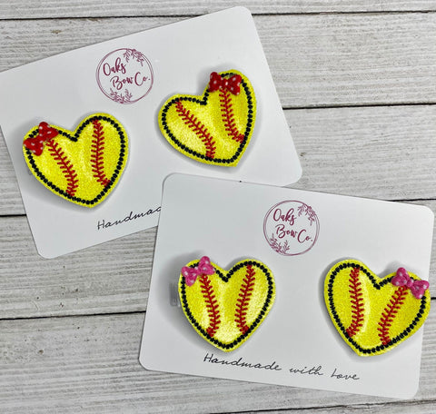 Softball heart Clips