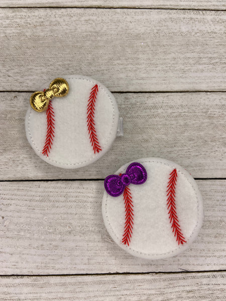 Baseball & bow Clip