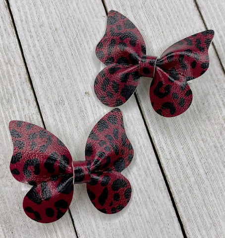 Maroon/Black Leopard Butterfly Piggy set